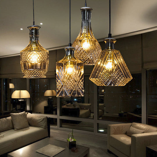 Michã¨le - Modern Clear Glass Wine Decanter Pendant Lamp Loft Single - Bulb Chen Bar Hanging
