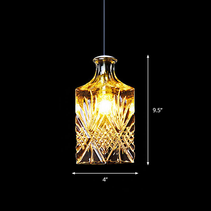 Michã¨le - Modern Clear Glass Wine Decanter Pendant Lamp Loft Single - Bulb Chen Bar Hanging
