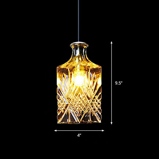 Michã¨le - Modern Clear Glass Wine Decanter Pendant Lamp Loft Single - Bulb Chen Bar Hanging
