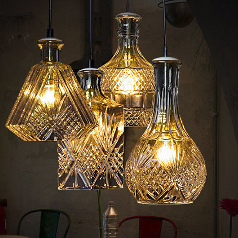 Michã¨le - Modern Clear Glass Wine Decanter Pendant Lamp Loft Single - Bulb Chen Bar Hanging