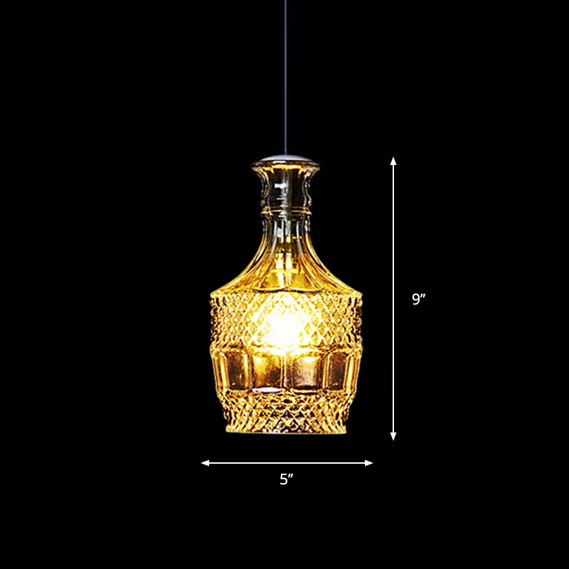 Michã¨le - Modern Clear Glass Wine Decanter Pendant Lamp Loft Single - Bulb Chen Bar Hanging