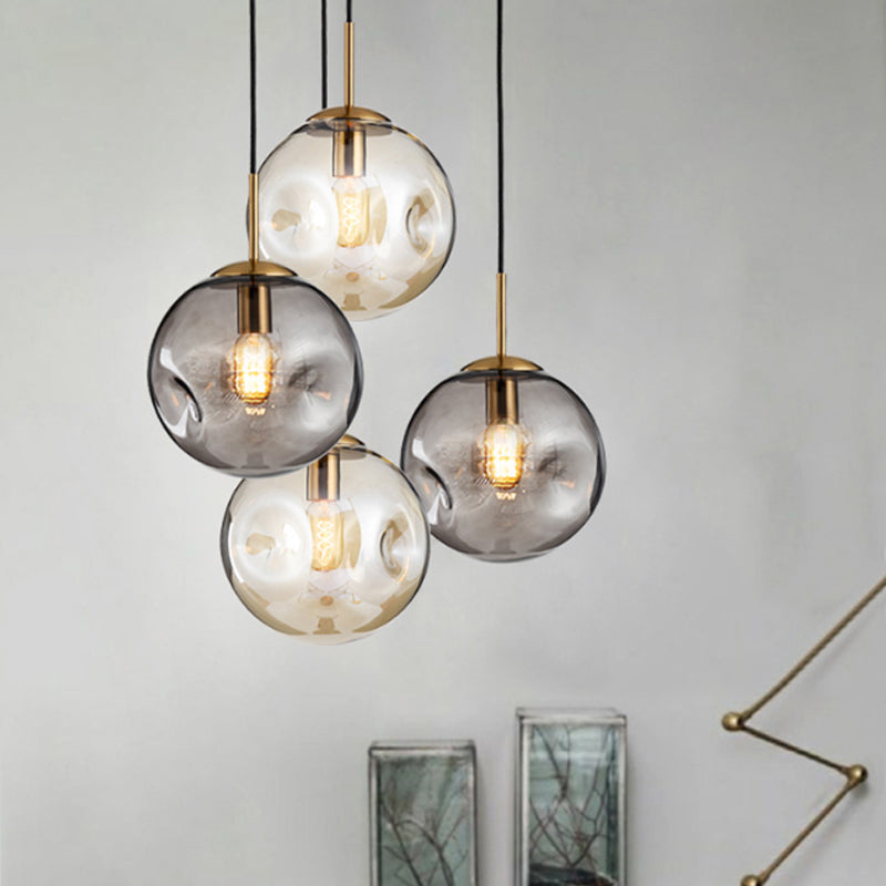 Alessandra - Modern Cognac/Smoke Grey Glass Pendant Light For Living Room Cognac