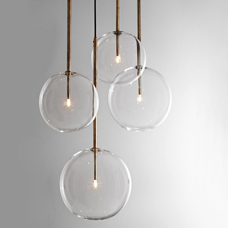 Sylvie - Minimalist Single Gold Pendant: Clear Glass Globe Suspension Lighting / 6