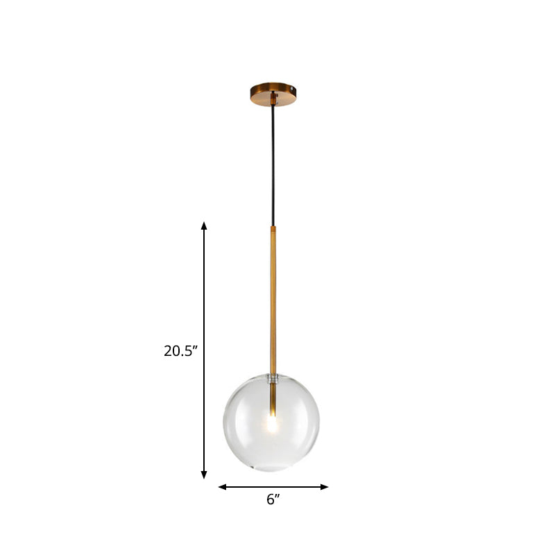 Sylvie - Minimalist Single Gold Pendant: Clear Glass Globe Suspension Lighting