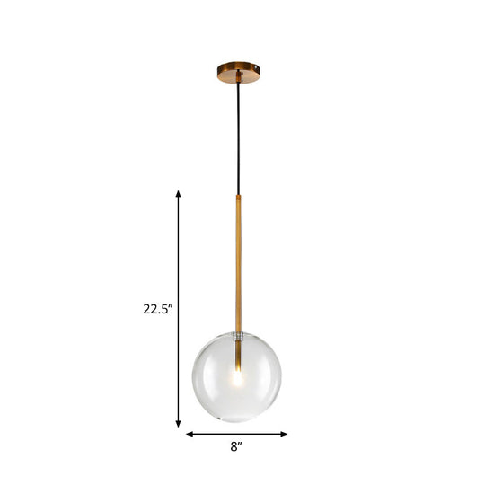 Sylvie - Minimalist Single Gold Pendant: Clear Glass Globe Suspension Lighting