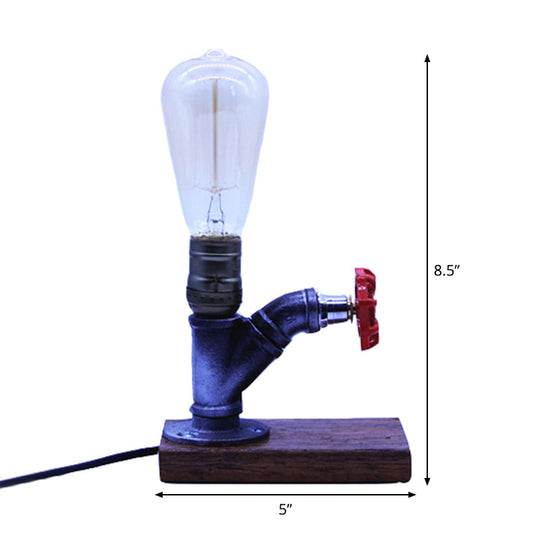 Ashley - Silver Metal Finish Night Lamp Faucet - Like Single Industrial Style Table Light With
