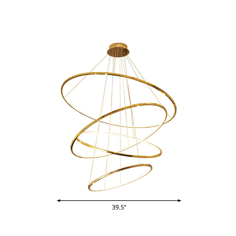 Gold Multi - Tire Chandelier Lamp Simplicity Stainless Steel Led Circle Ceiling Pendant Lighting
