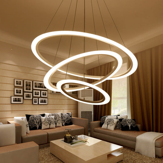Multi Tier 2 - 3 - 4 Pendant Chandelier Acrylic White Led Ceiling Hang Light For Dining Room