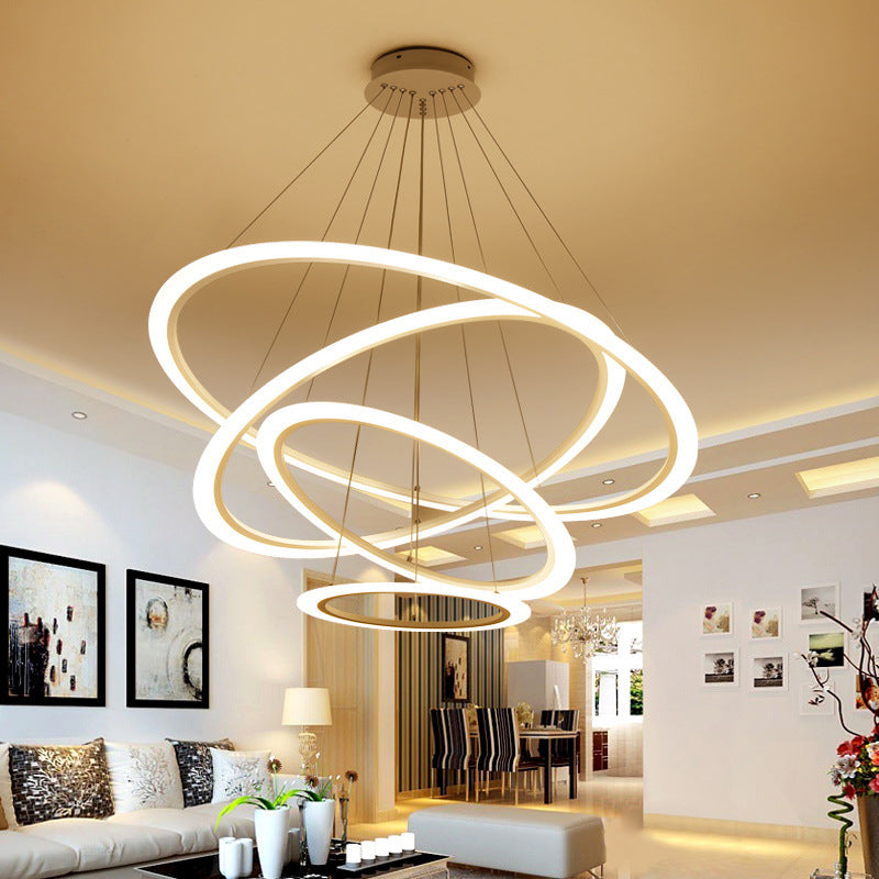 Multi Tier 2 - 3 - 4 Pendant Chandelier Acrylic White Led Ceiling Hang Light For Dining Room