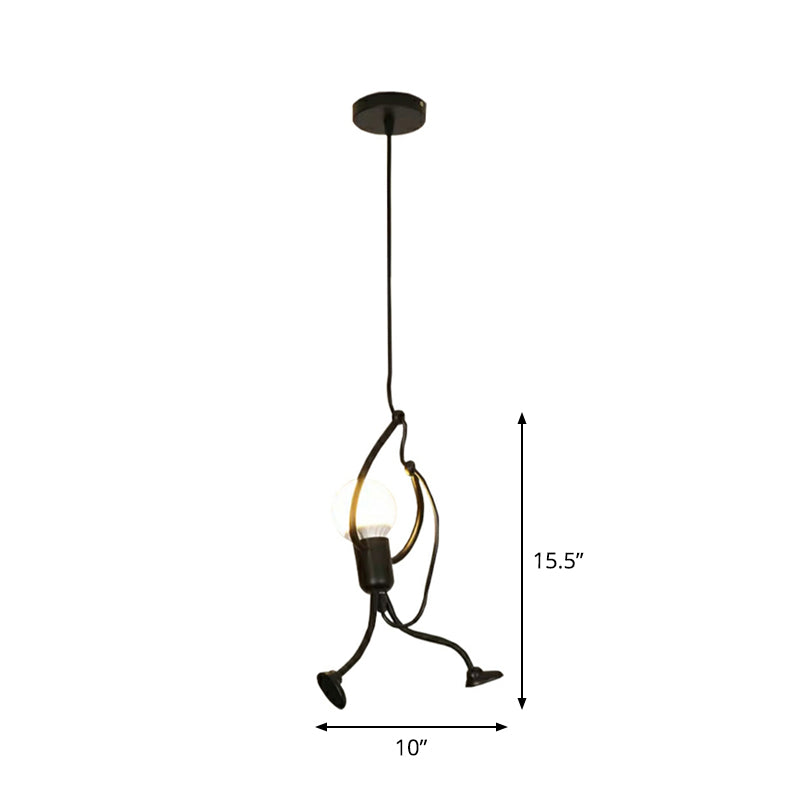 Serena - Small Man Hanging Ceiling Light Artistic Metallic 1/3 - Head Bedroom Pendant In Black