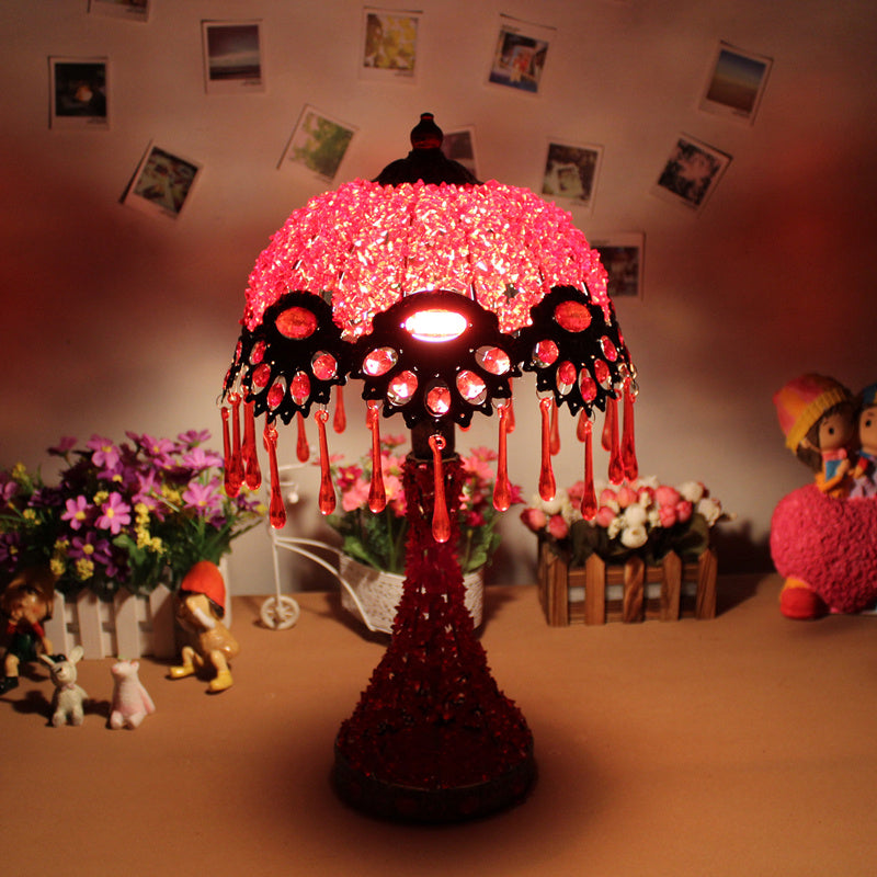 Cecilia - Bohemian Acrylic 1 - Light Copper Night Stand Light With Teardrop Fringe