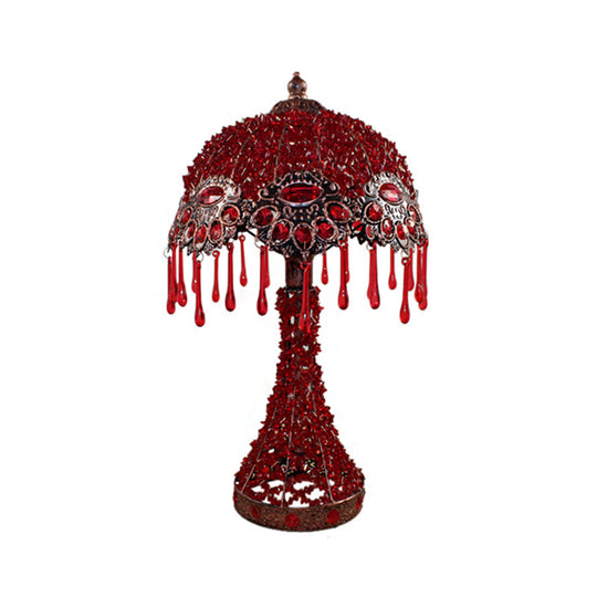 Cecilia - Bohemian Acrylic 1 - Light Copper Night Stand Light With Teardrop Fringe