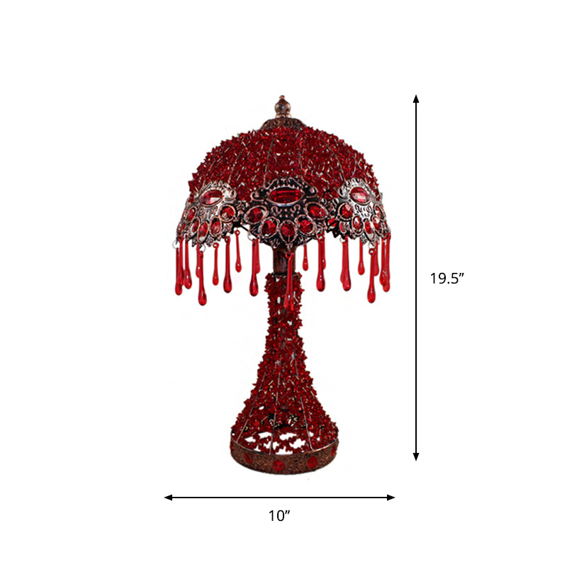 Cecilia - Bohemian Acrylic 1 - Light Copper Night Stand Light With Teardrop Fringe