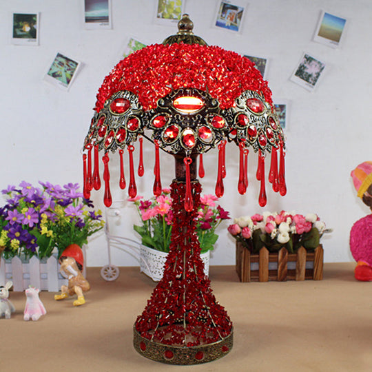 Cecilia - Bohemian Acrylic 1 - Light Copper Night Stand Light With Teardrop Fringe