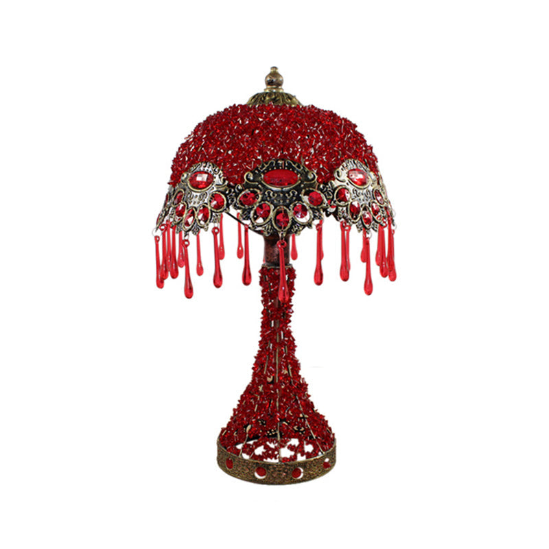 Cecilia - Bohemian Acrylic 1 - Light Copper Night Stand Light With Teardrop Fringe