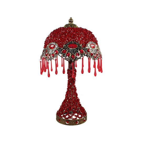 Cecilia - Bohemian Acrylic 1 - Light Copper Night Stand Light With Teardrop Fringe
