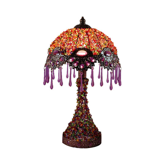 Cecilia - Bohemian Acrylic 1 - Light Copper Night Stand Light With Teardrop Fringe