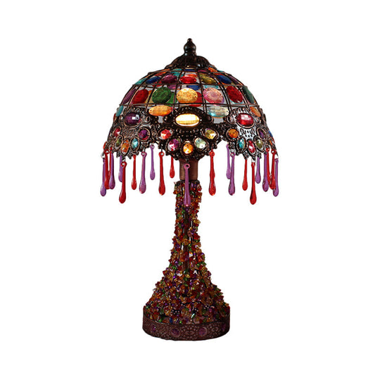 Cecilia - Bohemian Acrylic 1 - Light Copper Night Stand Light With Teardrop Fringe