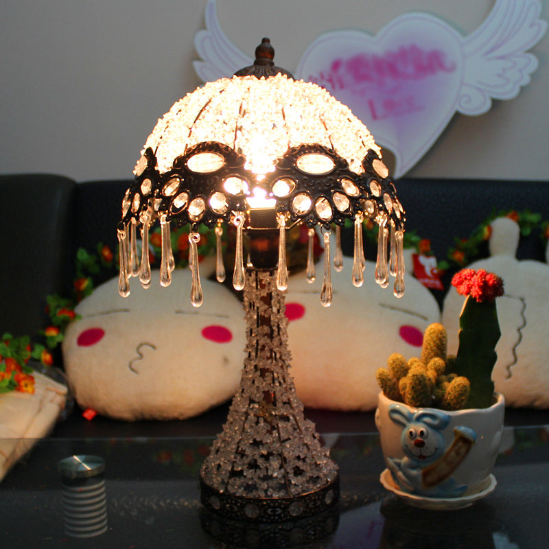 Cecilia - Bohemian Acrylic 1 - Light Copper Night Stand Light With Teardrop Fringe / F