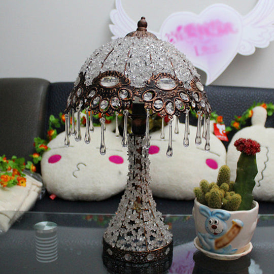 Cecilia - Bohemian Acrylic 1 - Light Copper Night Stand Light With Teardrop Fringe
