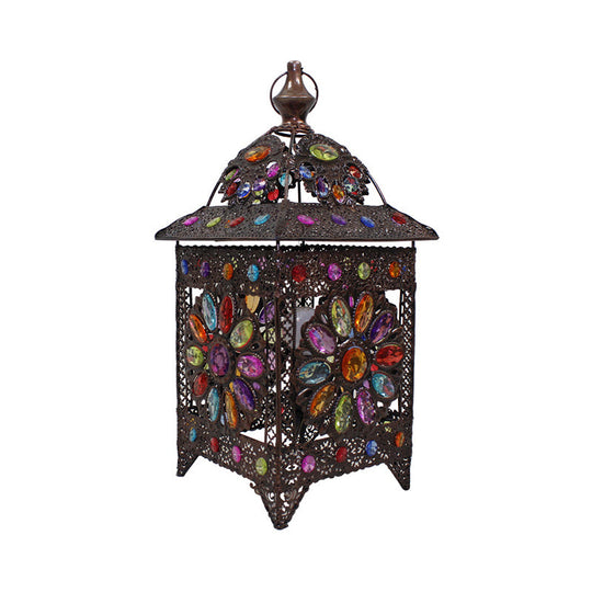 Reese - Bohemian Stained Art Glass House Shaped Night Lamp