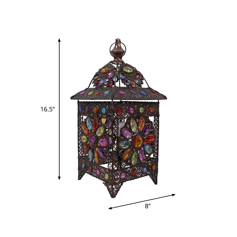 Reese - Bohemian Stained Art Glass House Shaped Night Lamp