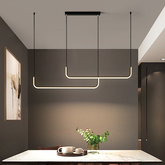 Molly - Sleek Aluminum Linear Pendant Light Fixture Simplicity Black/Gold Led Hanging Lamp Over