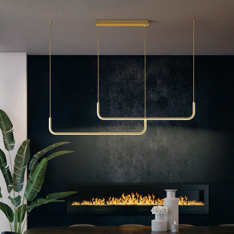 Molly - Sleek Aluminum Linear Pendant Light Fixture Simplicity Black/Gold Led Hanging Lamp Over