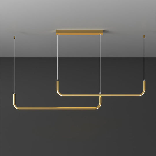 Molly - Sleek Aluminum Linear Pendant Light Fixture Simplicity Black/Gold Led Hanging Lamp Over
