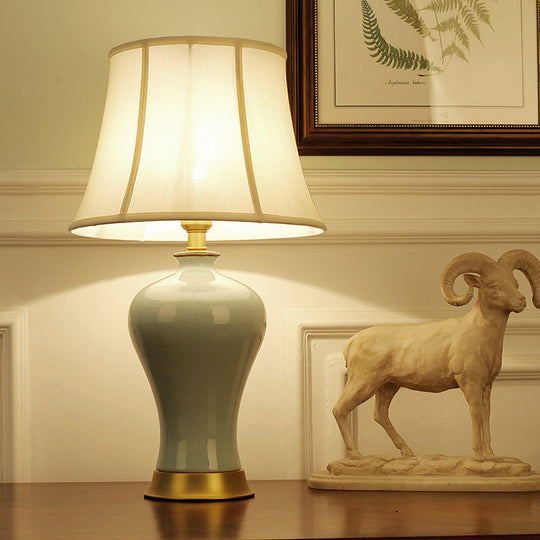 Zoey - Artistic Handmade Urn Shaped Night Light Modern Ceramic 1 - Bulb Green/Light Green Table