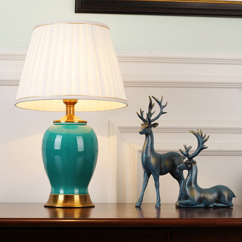 Zoey - Artistic Handmade Urn Shaped Night Light Modern Ceramic 1 - Bulb Green/Light Green Table