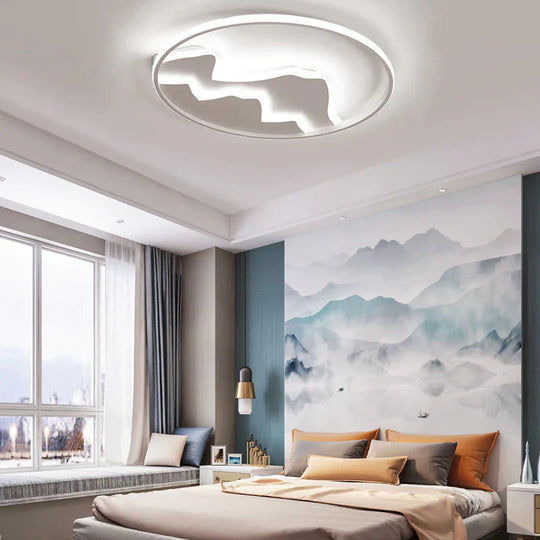 Acrylic Mountain Ceiling Light Living Room Hallway Modern LED Flushmount Light in White - White - White - Clearhalo - 'Ceiling Lights' - 'Close To Ceiling Lights' - 'Close to ceiling' - 'Flush mount' - Lighting' - 198182