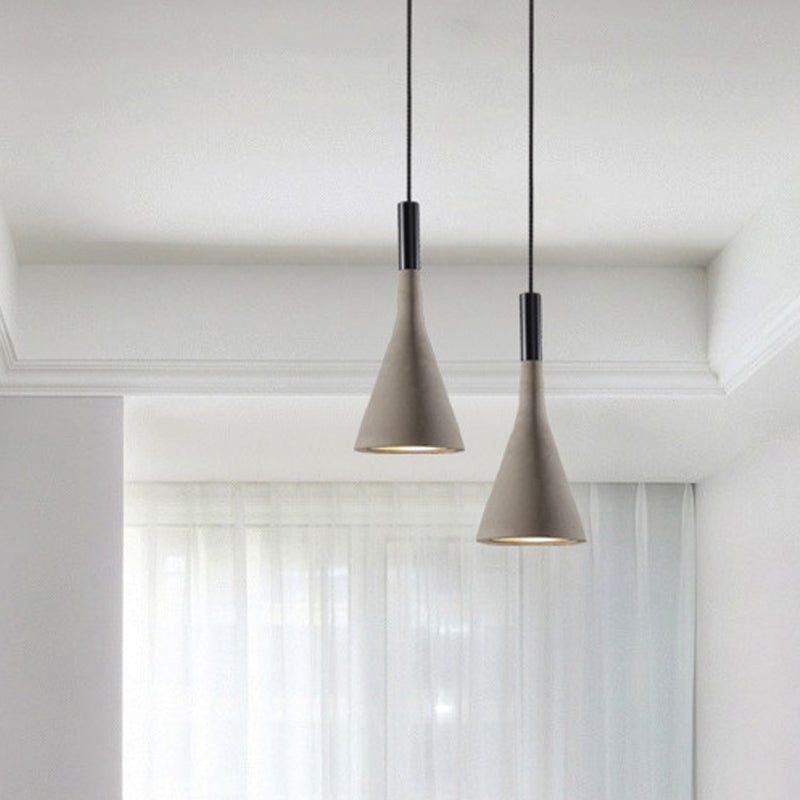 Nordic Funnel Style Pendant Light In Cement For Dining Room Bed Side Lighting