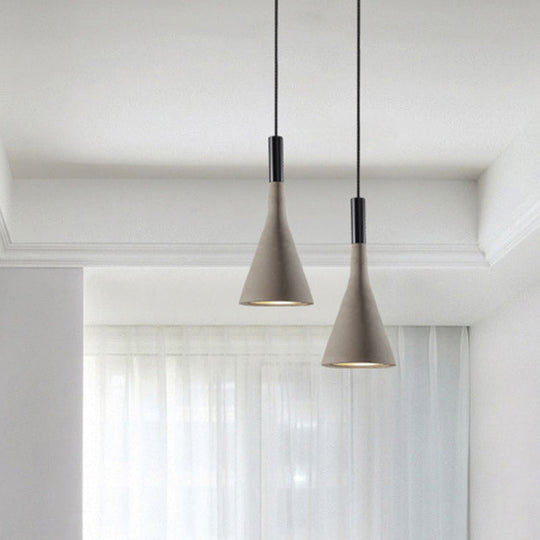 Nordic Funnel Style Pendant Light In Cement For Dining Room Bed Side Lighting