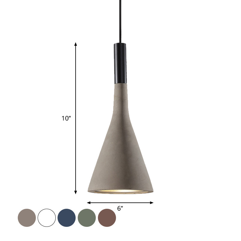 Nordic Funnel Style Pendant Light In Cement For Dining Room Bed Side Lighting