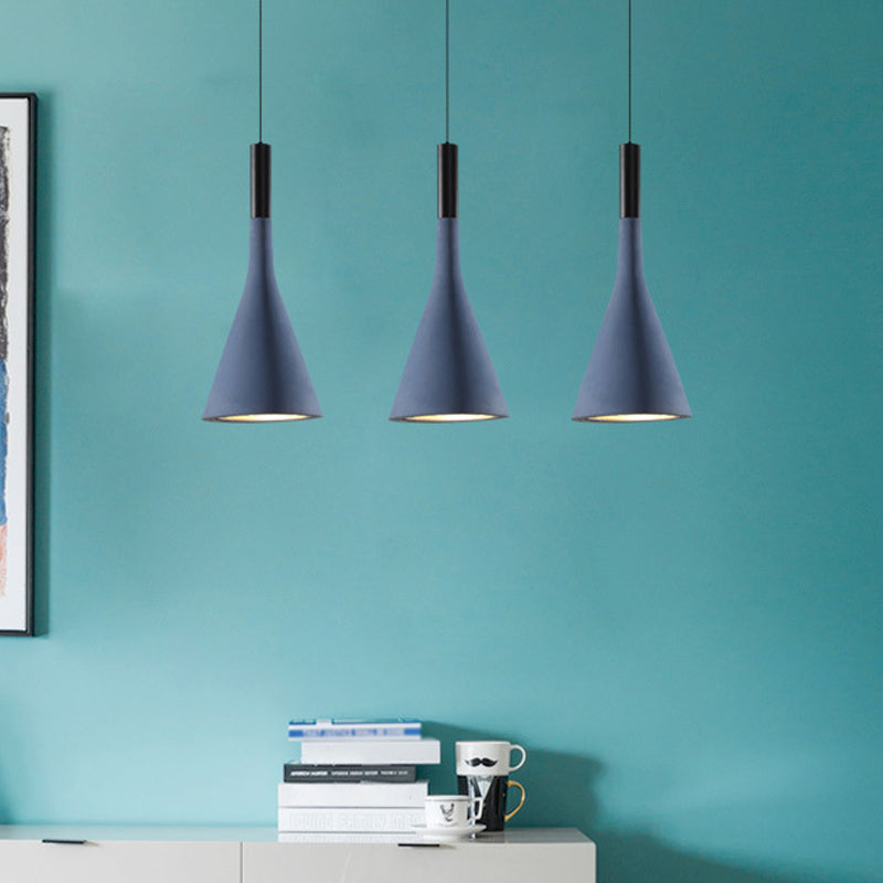 Nordic Funnel Style Pendant Light In Cement For Dining Room Bed Side Lighting Blue