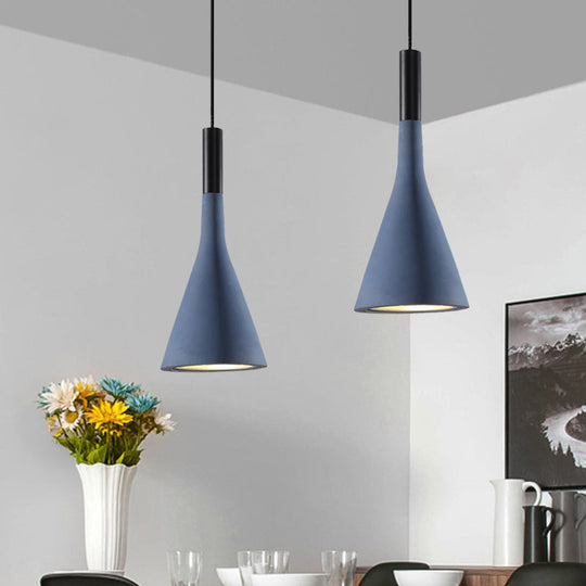 Nordic Funnel Style Pendant Light In Cement For Dining Room Bed Side Lighting