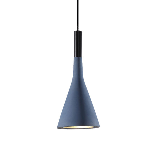 Nordic Funnel Style Pendant Light In Cement For Dining Room Bed Side Lighting