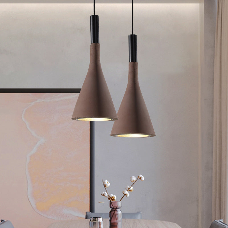 Nordic Funnel Style Pendant Light In Cement For Dining Room Bed Side Lighting