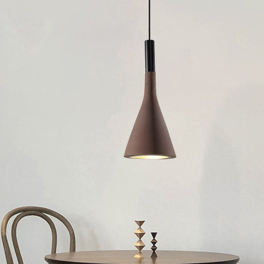 Nordic Funnel Style Pendant Light In Cement For Dining Room Bed Side Lighting