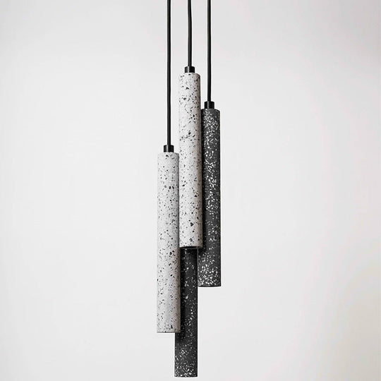 Myriam - Terrazzo Flute Pendulum Light Nordic 10/19.5 Tall Led Bistro Hanging Pendant In White/Black