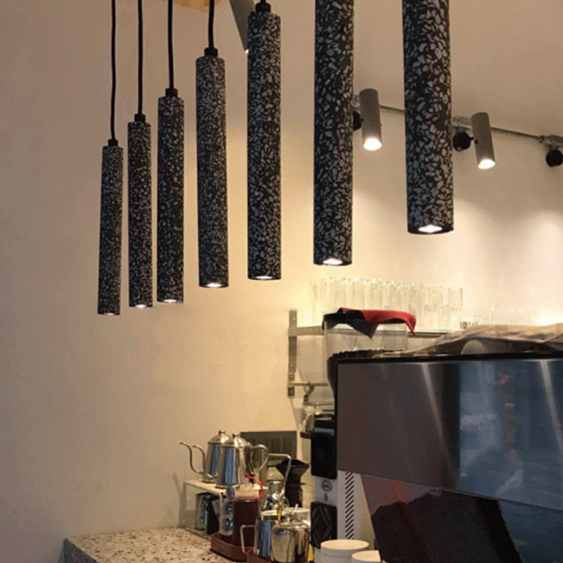 Myriam - Terrazzo Flute Pendulum Light Nordic 10/19.5 Tall Led Bistro Hanging Pendant In White/Black