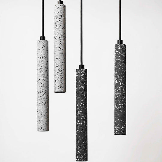 Myriam - Terrazzo Flute Pendulum Light Nordic 10/19.5 Tall Led Bistro Hanging Pendant In White/Black