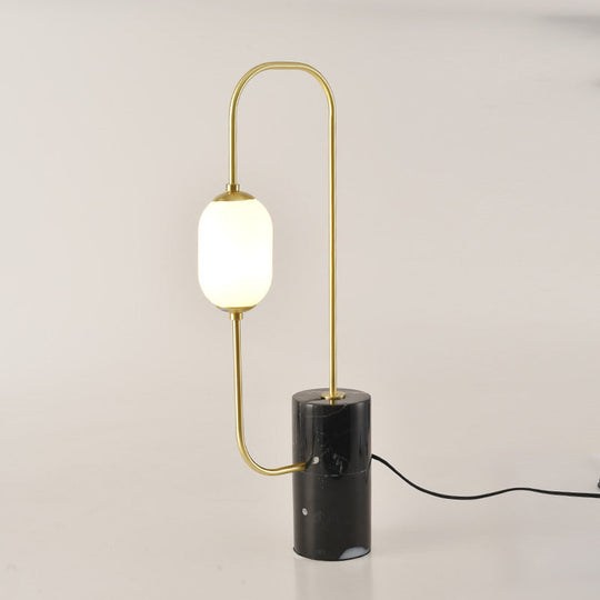Caterina - Black Circuit Nightstand Light Designer Marble 1 - Light And Brass Table Lamp With Oval