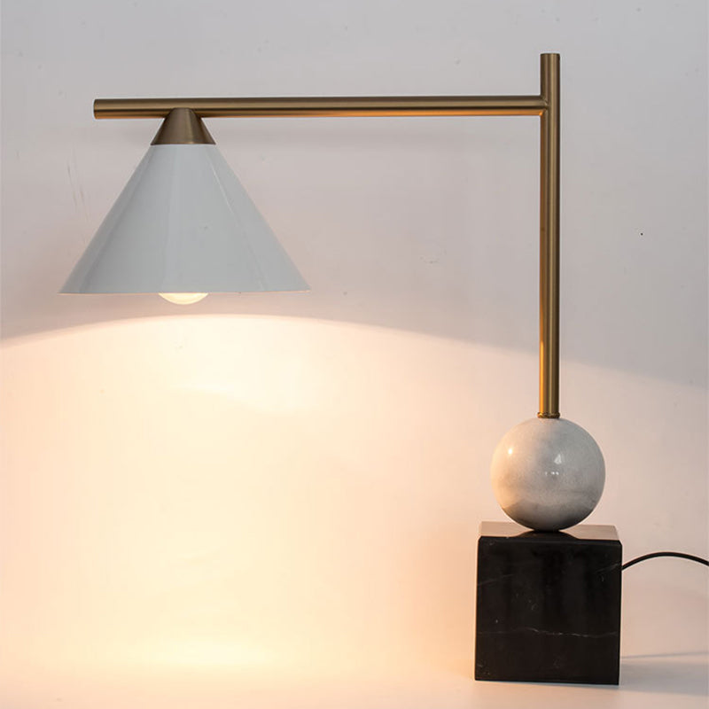 Prudence - Mid Geometric Shaped Nightstand Light Century Marble 1 - Light Bedroom Table Lamp In