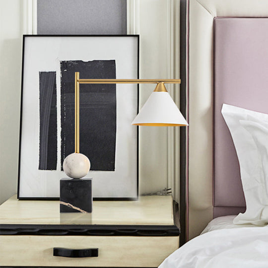 Prudence - Mid Geometric Shaped Nightstand Light Century Marble 1 - Light Bedroom Table Lamp In