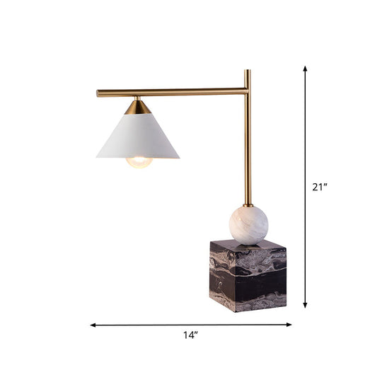 Prudence - Mid Geometric Shaped Nightstand Light Century Marble 1 - Light Bedroom Table Lamp In