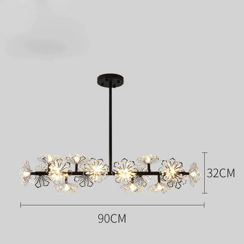 Simple Bedroom Restaurant Crystal Creative Personality Living Room Bouquet Dandelion Chandelier
