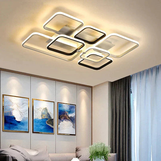 Grey White Rectangle Shape Modern Led Ceiling Lights For Living Room Bed Studio Lighting Creative