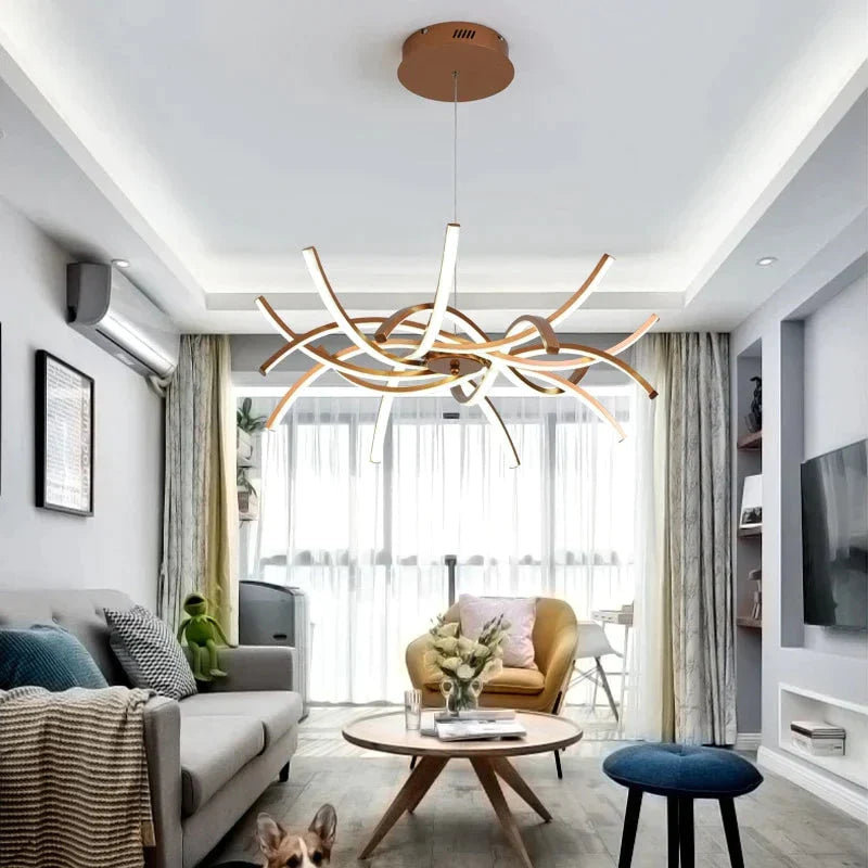Simple Led Pendant Lights Gold Lamp For Living Room Lustre